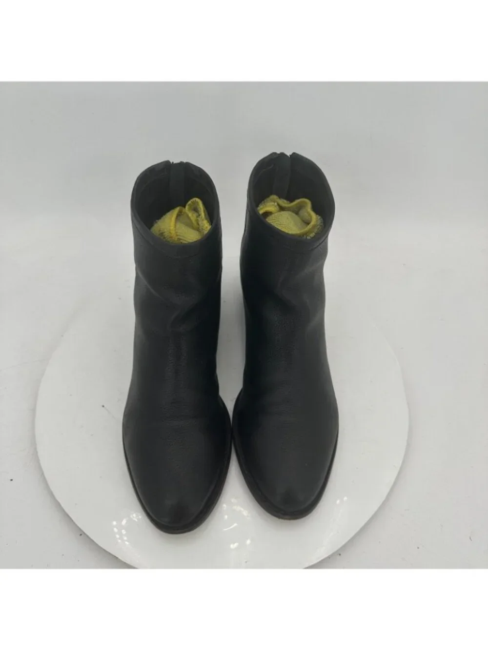 Loeffler Randall Women Size 7.5B Black Leather Back Zip Ankle Low Heel Boot - Picture 3 of 11